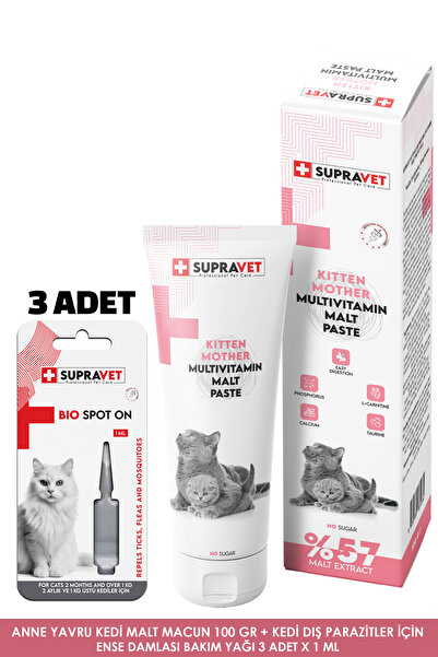 Supravet Anne Yavru Kedi Malt Macun 100 Gr + Kedi Parazit Bakım Yağı Damlası ...