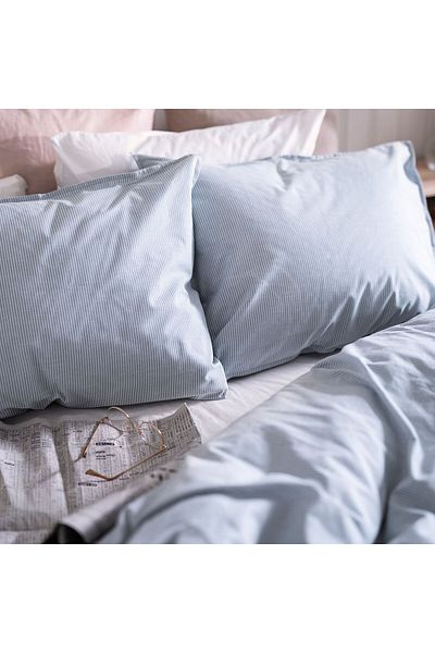 IKEA Комплект завивка с единична завивка на сини райета - 100% памук, 150x200/50x60 см