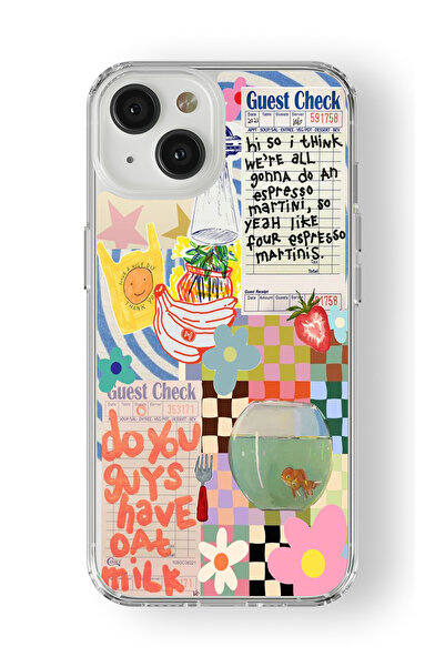 Space Star iPhone 14 Plus Uyumlu Guest Check Tasarım Baskılı Şeffaf Kılıf