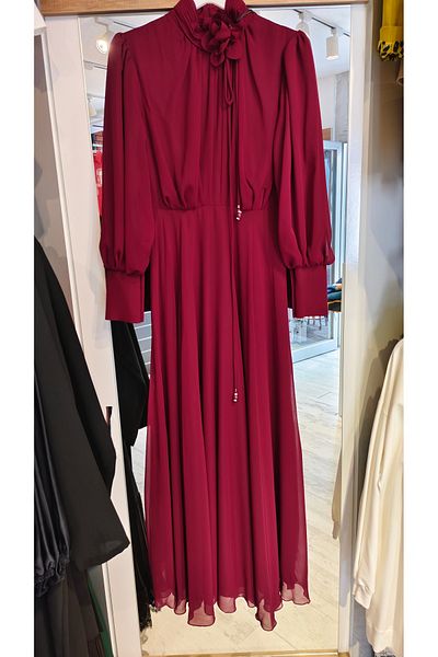 Meryemce Butik Puane Chiffon Evening Dress - Elegant and Comfortable