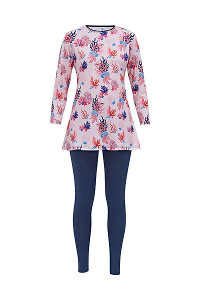 Ruko Maio MIRATES Children's Patterned Micro Fabric Hijab Swimsuit - Quick Drying