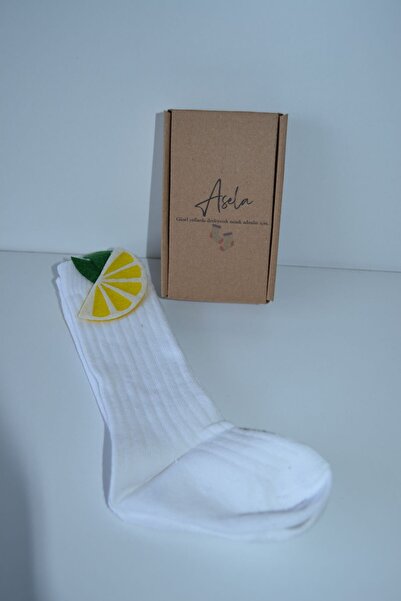 ASELA. GIRL'S LEMON STRAWBERRY DETAIL KNEE BOTTOM SOCKS