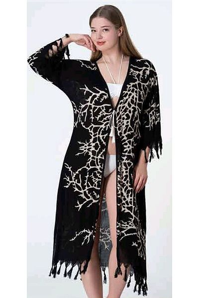 Sunsurf Tokat Stone Print Kaftan Pareo Black