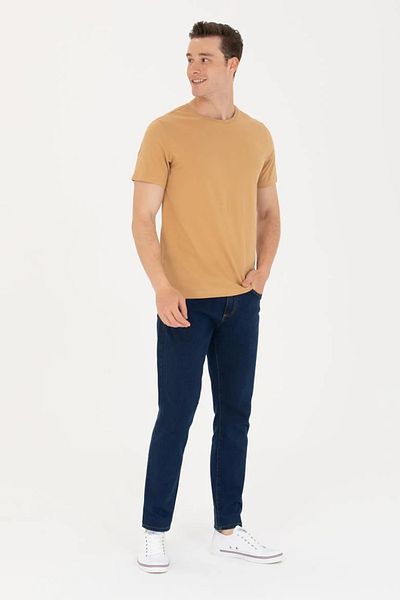 U.S. Polo Assn. Camel Men's Basic Crew Neck 100% Cotton T-Shirt - River Style