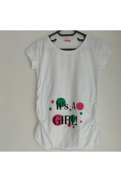 Baskılı Hamile Tişört İt's a girl yazi desenli