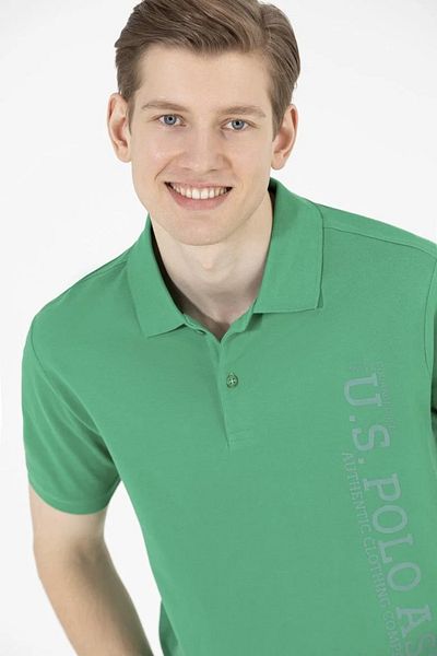 U.S. Polo Assn. Мъжка тениска с зелена поло яка - 100% памук - Nehirun Style