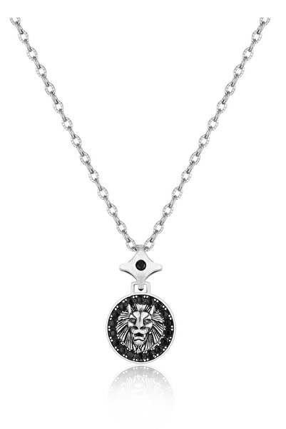 cheetah quality Aslan Zirkon Taşlı Özel Yapım Paslanmaz Çelik Zincir Erkek Kolye