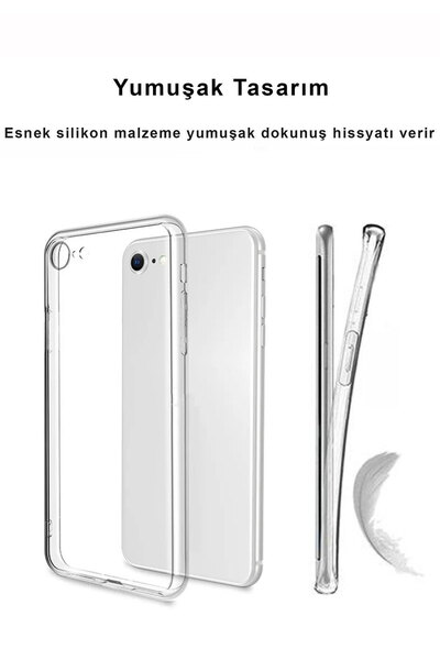 CEPSTOK iPhone Se 2022 Kılıf Şeffaf Kamera Korumalı Yumuşak Silikon
