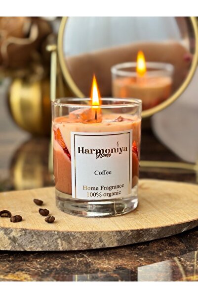Harmoniya Home Latte mum Soya&Jel wax kullanmıştı Bitkisel Kahve kokulu mum 3...