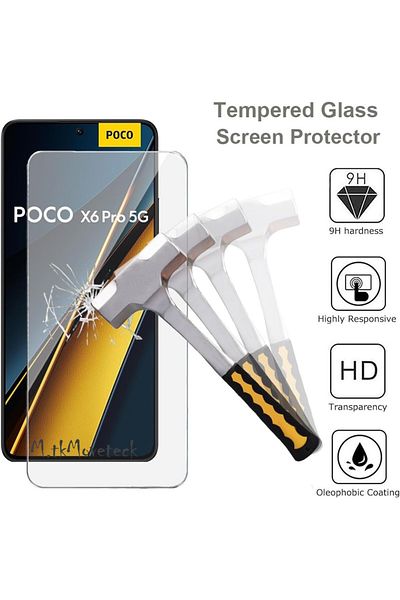 m.tk moveteck Xiaomi Poco X6 Pro Case with Camera Protection Soft Colorful Silicone + 9H Screen Protector Glass Set of 2