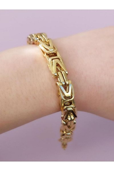 Quella Takı Steel Close Snap Gold Bracelet