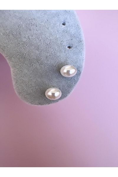 Quella Takı Steel Ball Pearl Silver Earrings