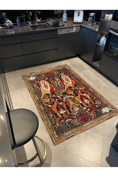 Rugs Modern Halı Mixed Color Floral Modern Woven Base Carpet in Red Tones Mir...