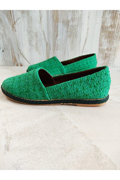 L&L Yeşil Keten Kadın Espadril