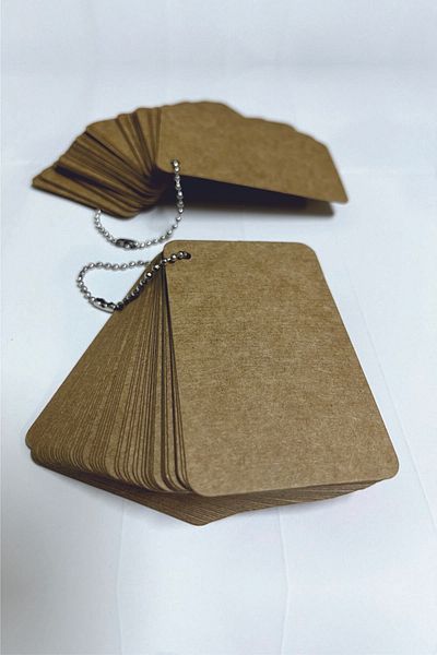Örün Matbaa Metal Chain Kraft Note Flash Information Card - 1 Piece 50 Sheets Packed