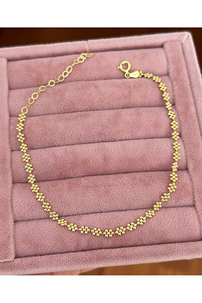 emy by emel luxury silver jewelry Halhal - Çiçek Motifli Halhal Altın Kaplama...