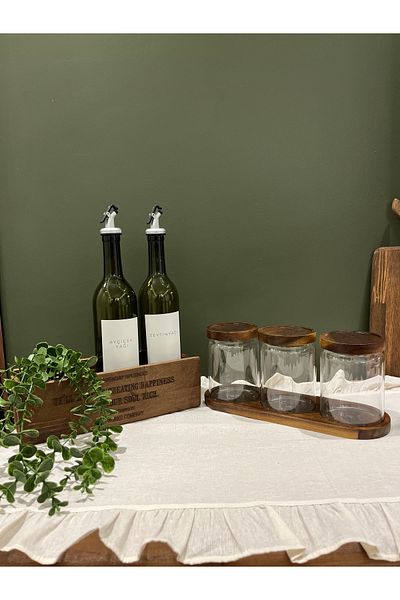 may home design Double Oil Pot/Decorative Wooden Box/Eucalyptus Flower/Spice Rack with Triple Stand