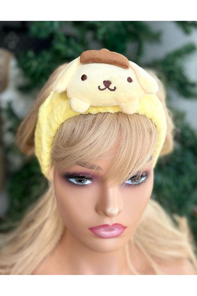 QUEEN AKSESUAR Hello Kitty Kuromi Plush Toy - Yellow Elastic Bandana and Headband for Baby, Child and Woman