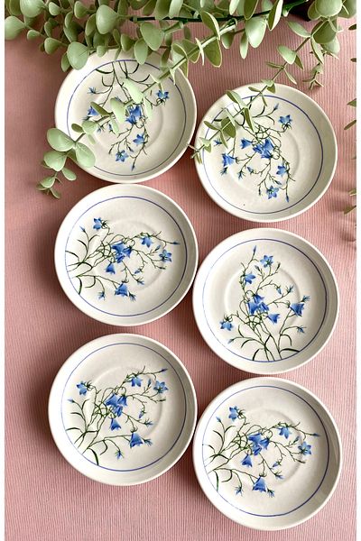 Yiğit Seramik Züccaciye Çiğdem Blue Model 6-Piece Tea Plate