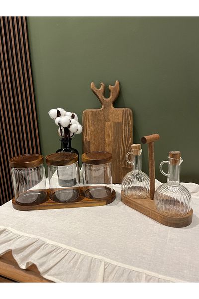 may home design Double Stand Oil Pot/Triple Stand Walnut Spice Pot Set