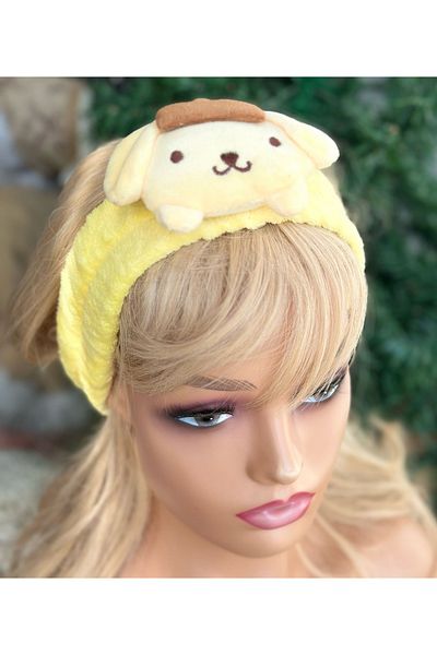 QUEEN AKSESUAR Hello Kitty Kuromi Plush Toy - Yellow Elastic Bandana and Headband for Baby, Child and Woman
