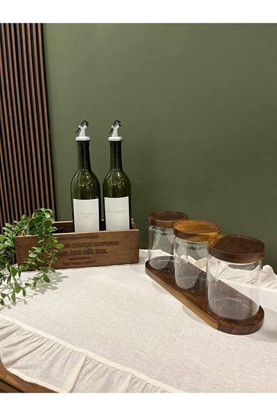 may home design Double Oil Pot/Decorative Wooden Box/Eucalyptus Flower/Spice Rack with Triple Stand