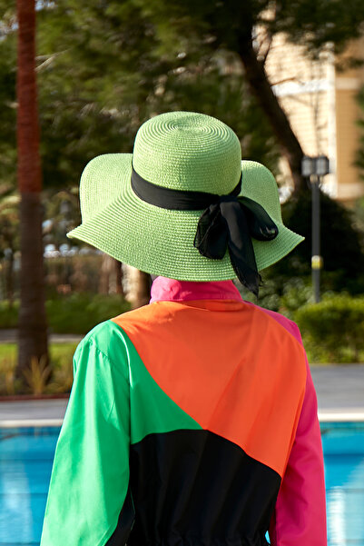 Remsa Mayo Kurdele Detaylı Hasır Şapka Yeşil Rş-74