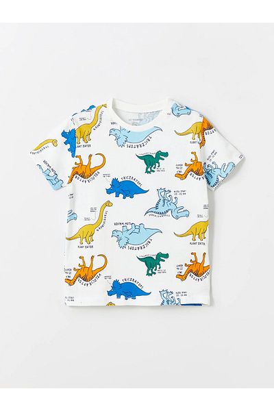 LC Waikiki Crew Neck Printed T-Shirt and Shorts for Baby Boy - Set of 2