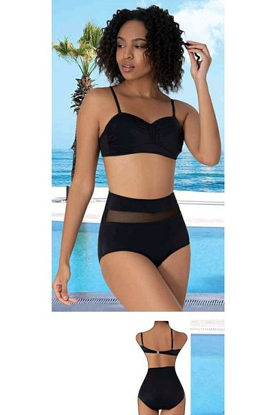 Sunsurf Σετ μπικίνι με στράπλες καλυμμένο ψηλόμεσο μαύρο