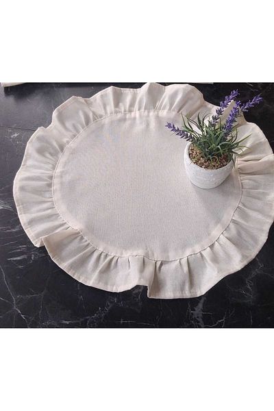 Sky Home Natural Raw Linen Frilly Vintage American Service (Supla) Round 40cm