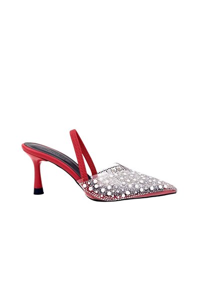 bescobel Women's Kelmas Red Stone Elastic Back Shoes Slippers 7Cm 806