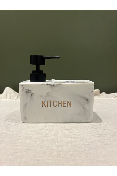 may home design Modern Marble Patterned Liquid Soap Dispenser with Sponge Compartment