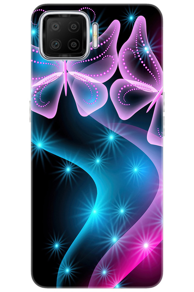OPPO A73 (CPH2095) Uyumlu Kılıf Desen Baskılı Silikon Kelebek Dalga STK:113 C...