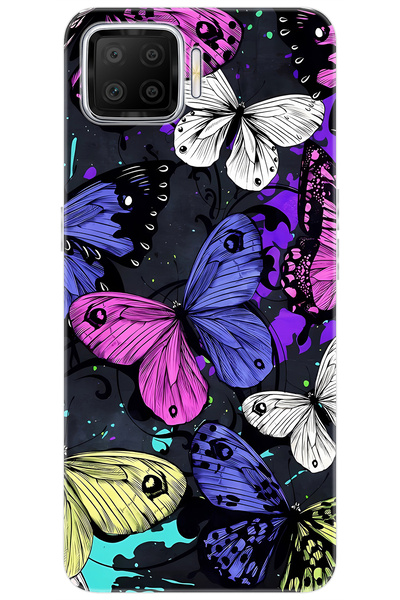 OPPO A73 (CPH2095) Uyumlu Kılıf Desen Baskılı Silikon Kalp Yapan Kelebek STK:...