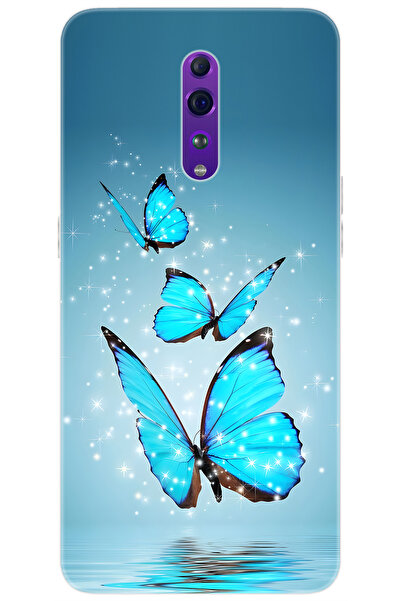 OPPO Reno Z (CPH1979) Uyumlu Kılıf Desen Baskılı Silikon Mavi Kelebek STK:710...