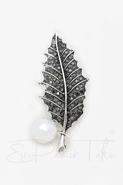 Pearl Markazite Stone Leaf Brooch