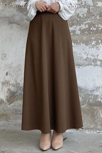 InStyle Dvojitá sukně z úpletu – hořkohnědá