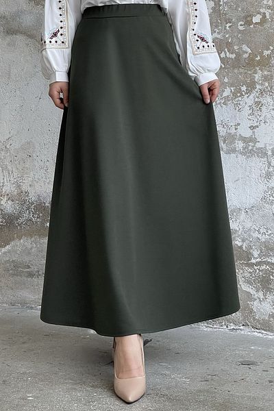 InStyle Dupla kötött szövet szoknya - Khaki