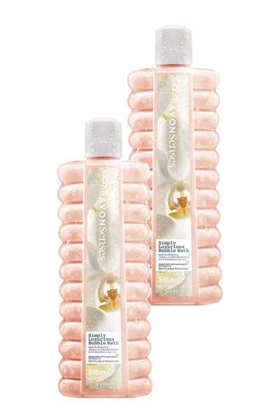 AVON Simply Luxurious Beyaz Şeftali ve Vanilya Orkide Kokulu Banyo Köpüğü 500 Ml. İkili Set