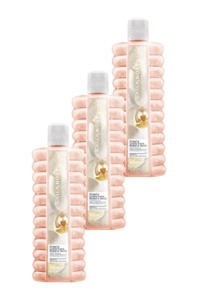 AVON Simply Luxurious Beyaz Şeftali ve Vanilya Orkide Kokulu Banyo Köpüğü 500 Ml. Üçlü Set