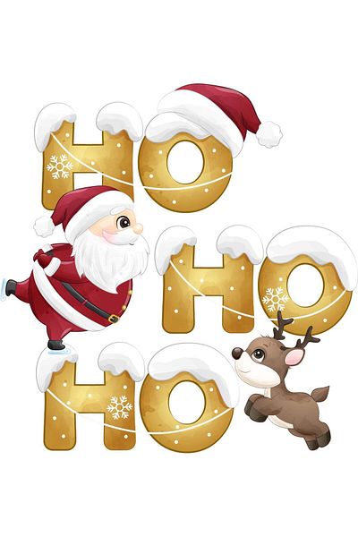 MAARS Christmas Decorations Hohoho Cute Santa Claus And Deer Glass Wall Sticker 25x35 Cm