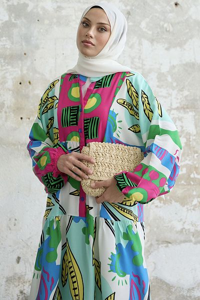 InStyle Vícebarevné viskózové šaty - fuchsie