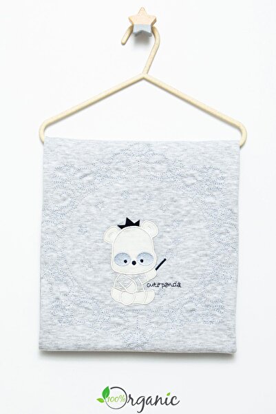 Miniel Unisex Bebek Panda Nakışlı 90x80 Cm Çift Kat Pamuklu Penye Bebek Batta...