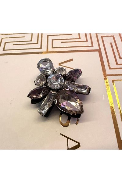 ODDA TASARIM ATÖLYESİ Butterfly Model Top Crystal Stone Plug-and-Stick Clip Jointless Button
