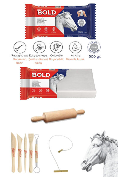 GLANCE Smarta Bold Seramik Hamuru 500 gr. Taş Gri Ebeşuar Kesme Teli Set