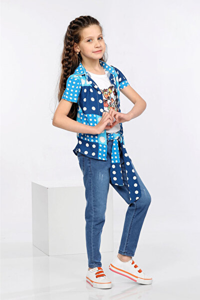 MORNIO Кольорова сорочка з принтом у вигляді крапок, футболка та джинси, комп...