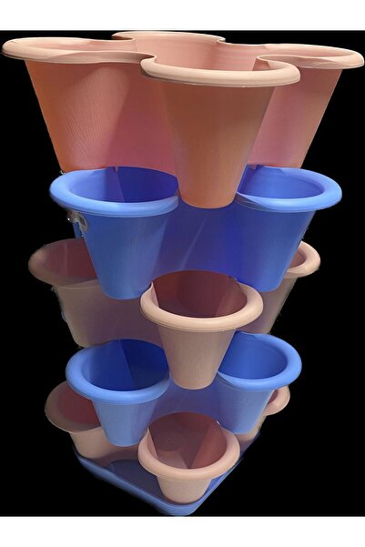 Fashion Base 5 Katlı Şanslı Yonca Kule Saksı Seti | Çiçek Bitki Sebze Meyve Salon Mutfak Banyo Bahçe Saksı Seti