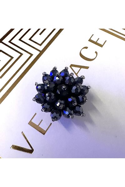 ODDA TASARIM ATÖLYESİ Blue crystal beaded plug-decal clip jointless button