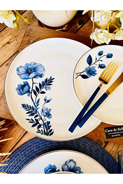 CASA DE BELLA FLORES 24 Parça 6 Kişilik Porselen Yemek Takımı