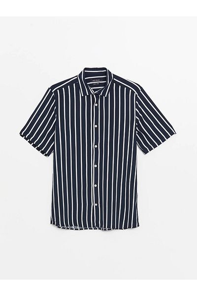 LC Waikiki AYMİRA SHIPS BY STORE!!STYLISH Regular Fit Short Sleeve Striped Viscose Men's Shirt